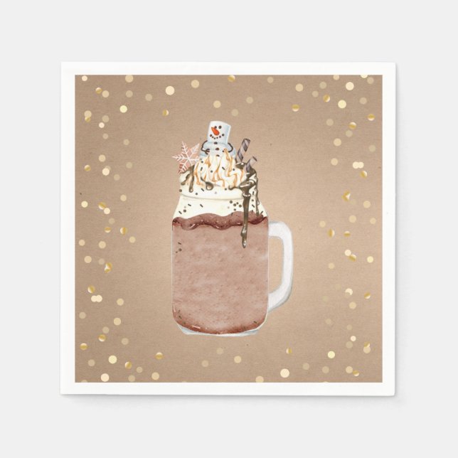 Chocolate Mason Jar Milkshake Christmas Party Napkins (Front)