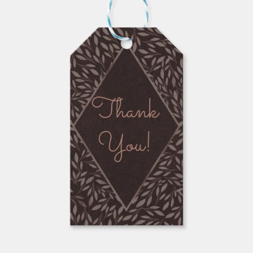 Chocolate Mauve Pink Leaves Botanical Wedding Gift Tags