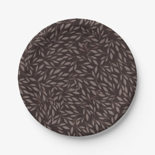 Chocolate Mauve Pink Leaves Botanical Wedding Paper Plates