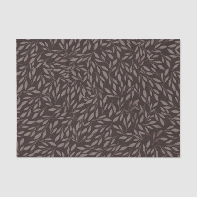 Chocolate Mauve Pink Leaves Botanical Wedding Tissue Paper (Front)