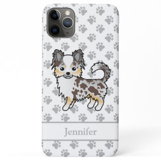 Chocolate Merle Long Coat Chihuahua Dog &amp; Name iPhone 11 Pro Max Case
