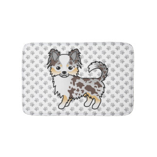 Chocolate Merle Long Coat Chihuahua Dog &amp; Paws Bath Mat