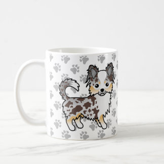 Chocolate Merle Long Coat Chihuahua Dog &amp; Paws Coffee Mug
