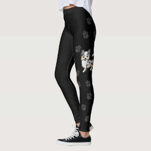 Chocolate Merle Long Coat Chihuahua Dog & Paws Leggings