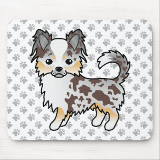 Chocolate Merle Long Coat Chihuahua Dog &amp; Paws Mouse Pad