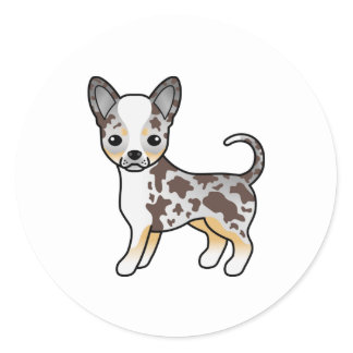 Chocolate Merle Smooth Coat Chihuahua Cartoon Dog Classic Round Sticker