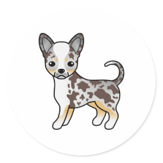 Chocolate Merle Smooth Coat Chihuahua Cartoon Dog Classic Round Sticker