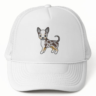 Chocolate Merle Smooth Coat Chihuahua Cartoon Dog Trucker Hat