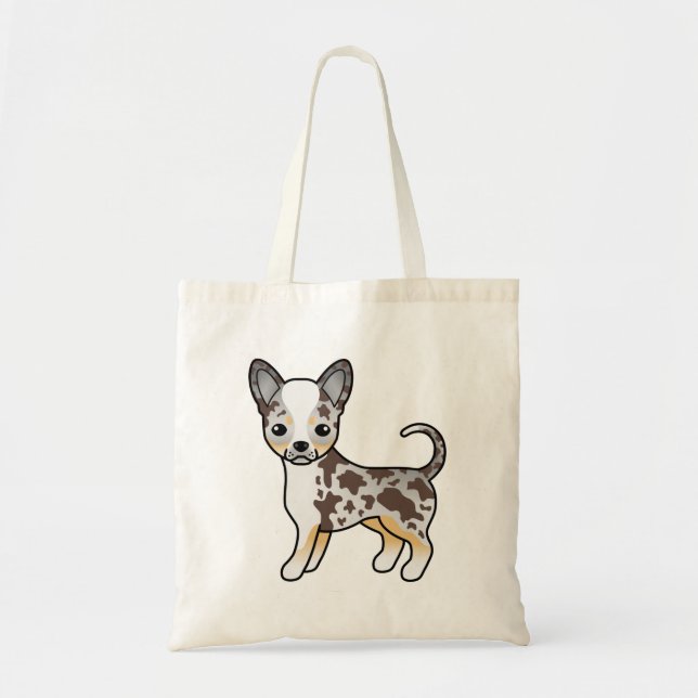 Chocolate Merle Smooth Coat Chihuahua Cute Dog Tote Bag (Front)