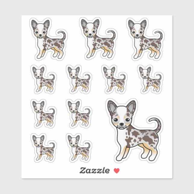 Chocolate Merle Smooth Coat Chihuahua Cute Dogs Sticker (Sheet)