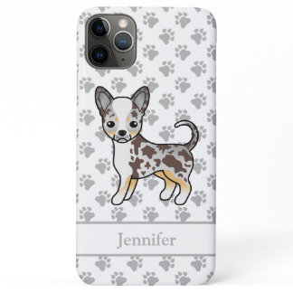 Chocolate Merle Smooth Coat Chihuahua Dog &amp; Name iPhone 11 Pro Max Case