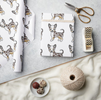 Chocolate Merle Smooth Coat Chihuahua Dog Pattern Wrapping Paper