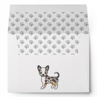 Chocolate Merle Smooth Coat Chihuahua Dog &amp; Paws Envelope