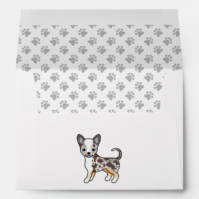 Chocolate Merle Smooth Coat Chihuahua Dog & Paws Envelope (Back (Bottom))