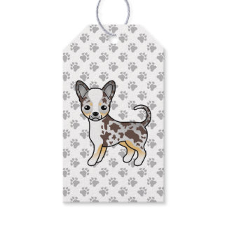 Chocolate Merle Smooth Coat Chihuahua Dog &amp; Paws Gift Tags