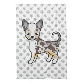 Chocolate Merle Smooth Coat Chihuahua Dog &amp; Paws Kitchen Towel