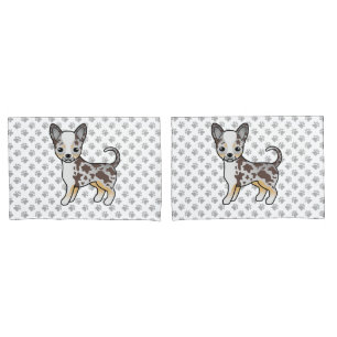Chocolate Merle Smooth Coat Chihuahua Dog & Paws Pillow Case