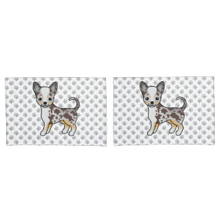 Chocolate Merle Smooth Coat Chihuahua Dog &amp; Paws Pillow Case