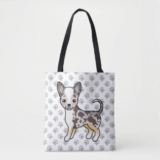Chocolate Merle Smooth Coat Chihuahua Dog &amp; Paws Tote Bag