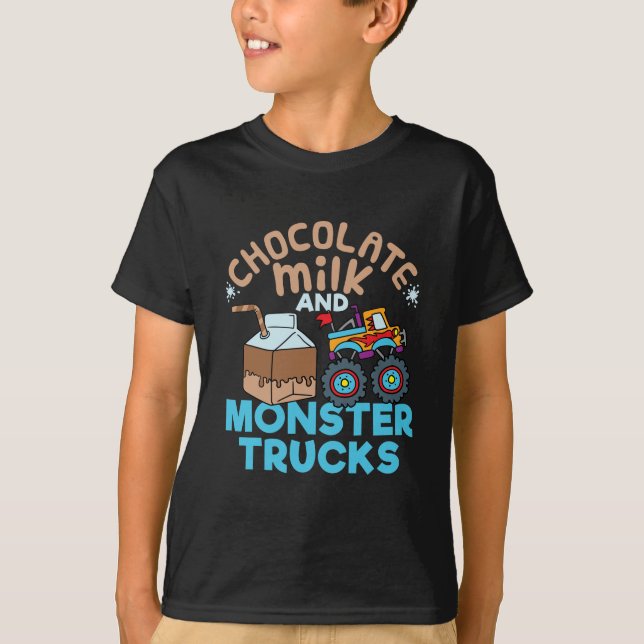 Chocolate Milk and Monster Trucks T-Shirt (Front)