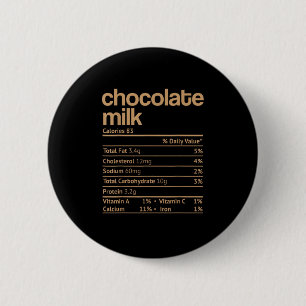 Chocolate Milk Nutrition Facts Funny Thanksgiving Button