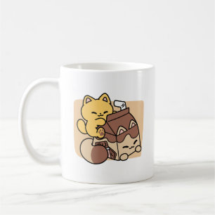 Chocolate Milk Sipping on Bliss – Kawaii Cat Food  Coffee Mug