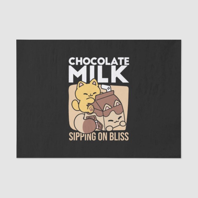 Chocolate Milk Sipping on Bliss – Kawaii Cat Food  Tissue Paper (Front)