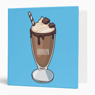 Chocolate milkshake cartoon illustration 3 ring binder