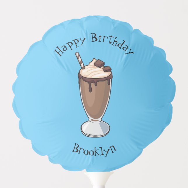 Chocolate milkshake cartoon illustration  balloon (Front)