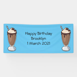 Chocolate milkshake cartoon illustration banner