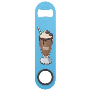 Chocolate milkshake cartoon illustration bar key