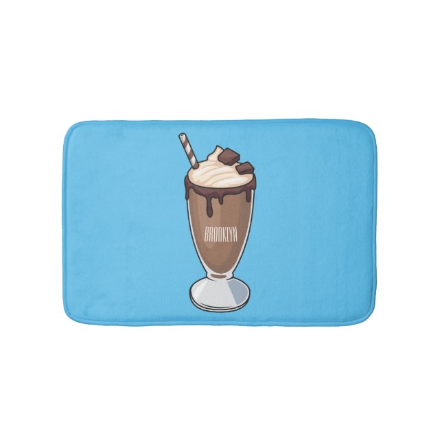 Chocolate milkshake cartoon illustration  bath mat (Front)