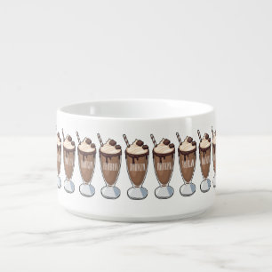 Chocolate milkshake cartoon illustration bowl
