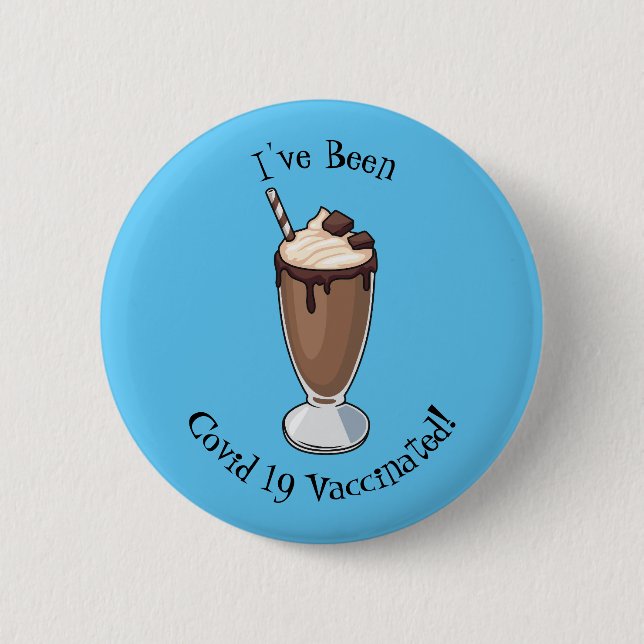 Chocolate milkshake cartoon illustration button (Front)