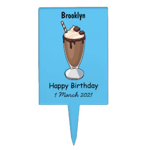 Chocolate milkshake cartoon illustration  cake topper