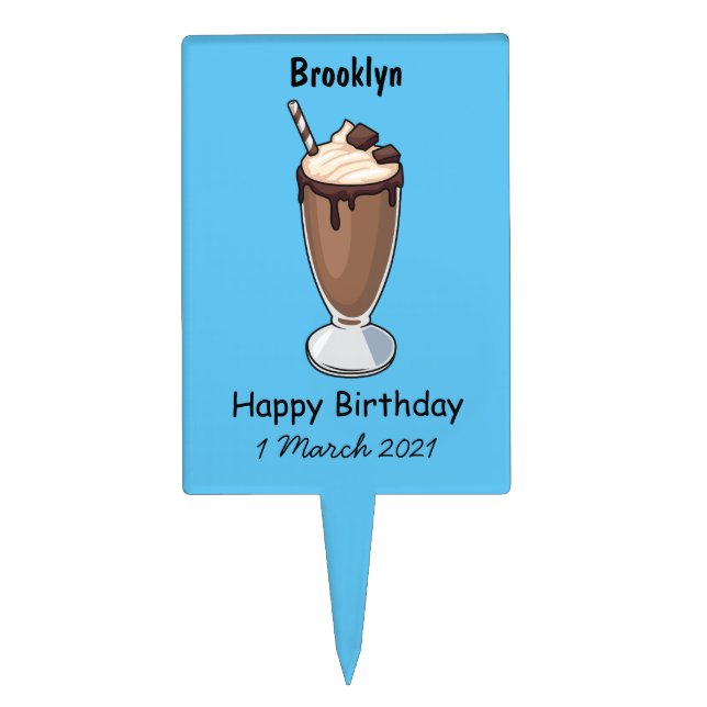Chocolate milkshake cartoon illustration  cake topper (Front)