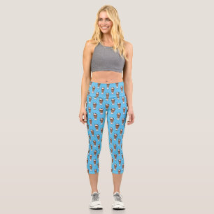 Chocolate milkshake cartoon illustration capri leggings