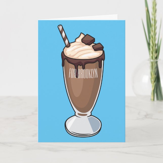 Chocolate milkshake cartoon illustration card (Front)