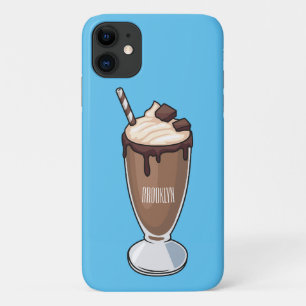 Chocolate milkshake cartoon illustration iPhone 11 case