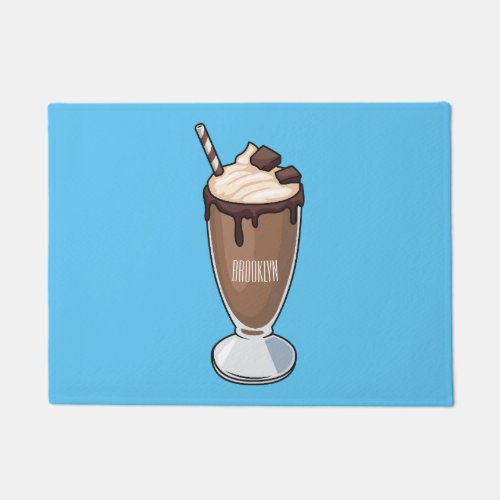 Chocolate milkshake cartoon illustration  doormat