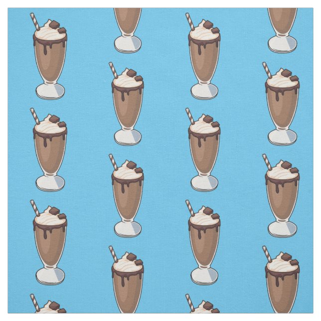 Chocolate milkshake cartoon illustration fabric (Swatch)
