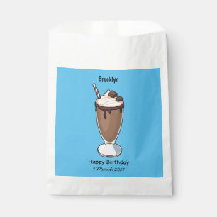 Chocolate milkshake cartoon illustration favor bag