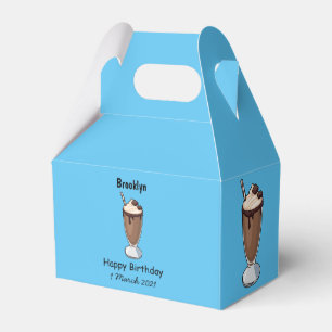 Chocolate milkshake cartoon illustration favor boxes