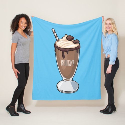 Chocolate milkshake cartoon illustration fleece blanket