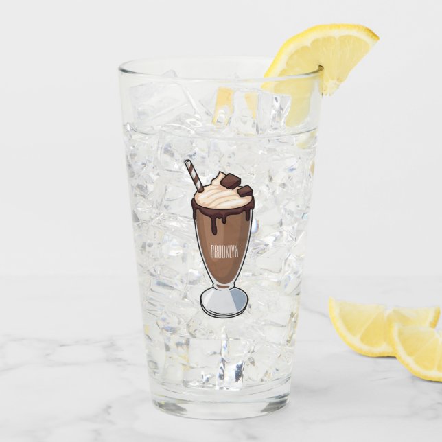 Chocolate milkshake cartoon illustration glass (Back Ice)