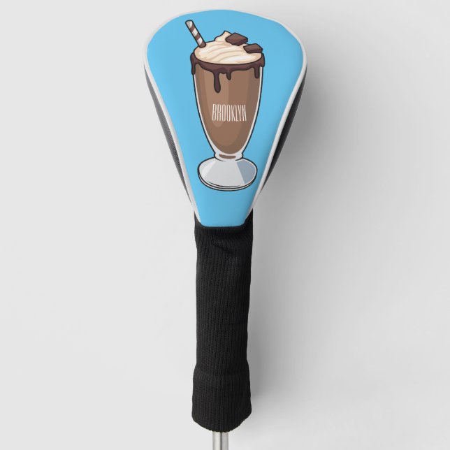 Chocolate milkshake cartoon illustration  golf head cover (Front)