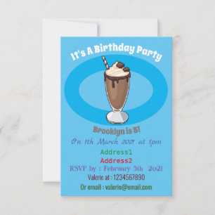 Chocolate milkshake cartoon illustration invitation
