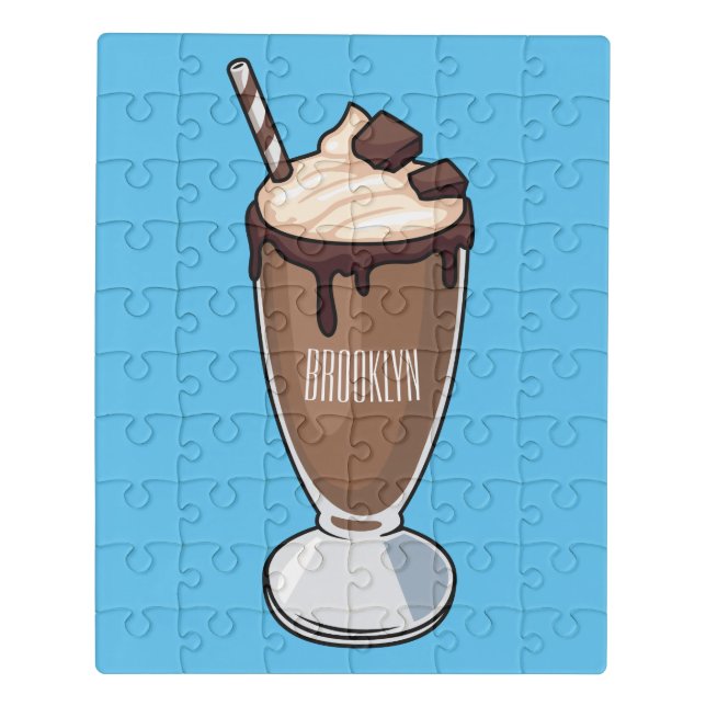 Chocolate milkshake cartoon illustration  jigsaw puzzle (Puzzle Vertical)