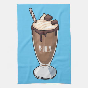 Chocolate milkshake cartoon illustration kitchen towel