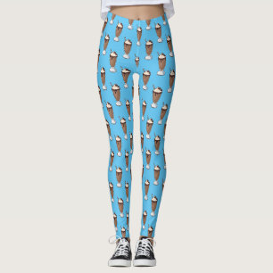 Chocolate milkshake cartoon illustration leggings